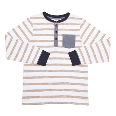Younger Boys Henley Neck Striped Top